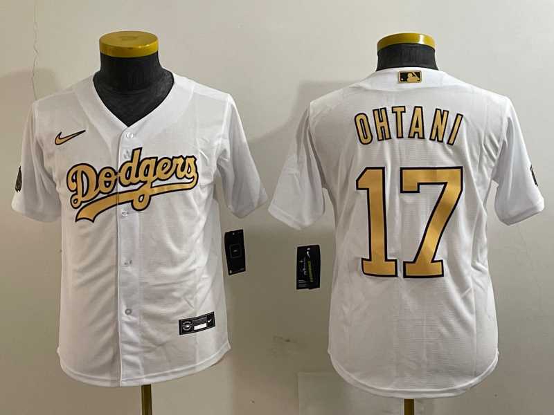 Youth Los Angeles Dodgers #17 Shohei Ohtani White 2022 All Star Stitched Flex Base Nike Jersey->mlb youth jerseys->MLB Jersey